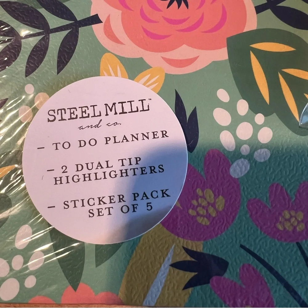 Steel Mill and Co Floral To Do Planner | Dual Tip Highlighters | Sticker Pack